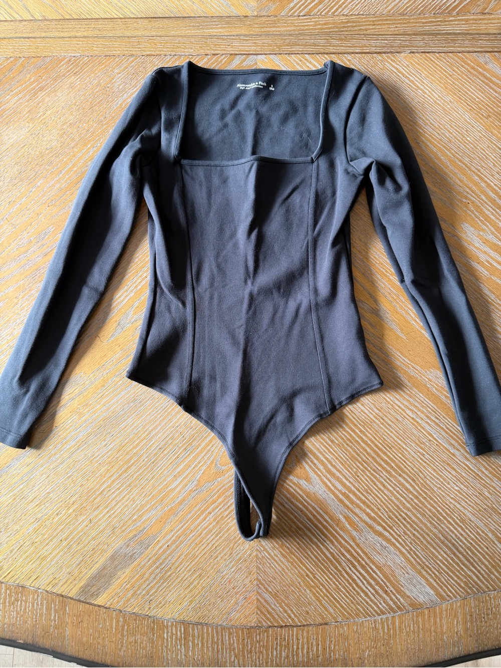 Abercrombie & Fitch Soft A&F Collection Black Square Neck Long Sleeve Bodysuit S
